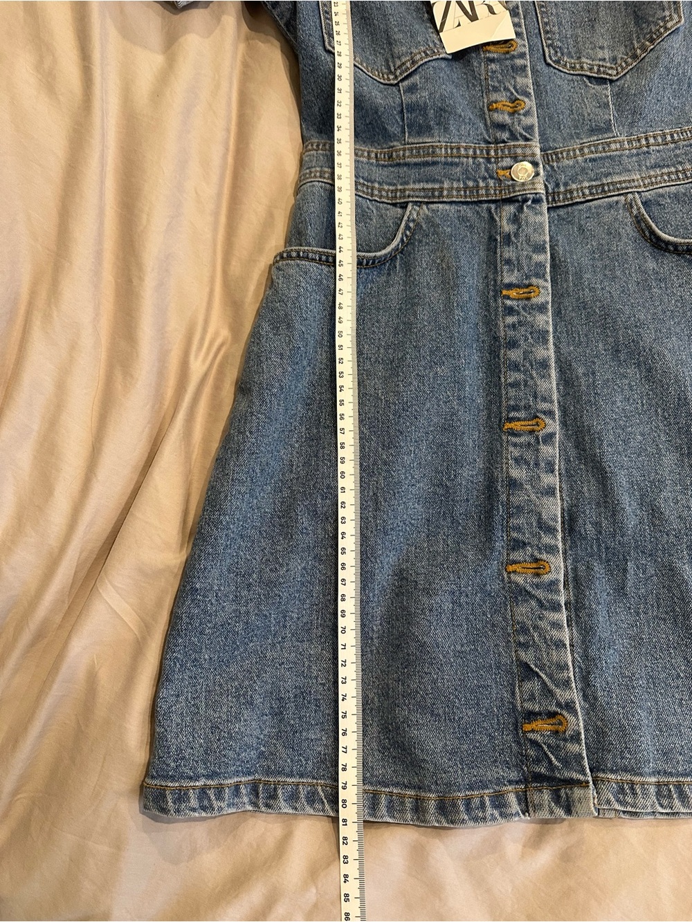Zara Blue Denim Button-Front Mini Dress - Picture 8 of 10